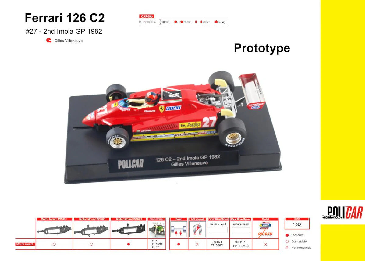 [pre-order] Policar CAR09b Ferrari 126C2 2nd Imola GP 1982 Gilles Villeneuve