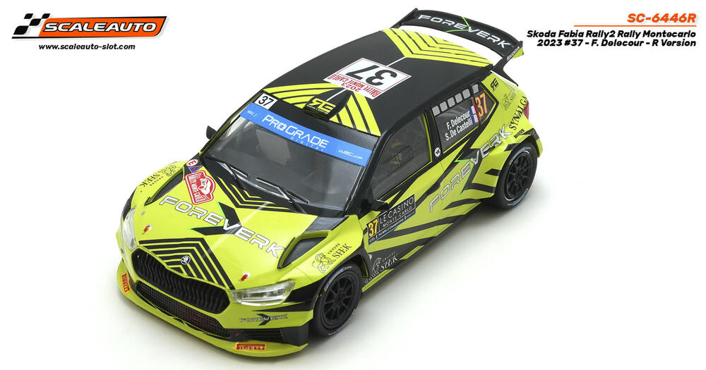 ScaleAuto SC-6446R Skoda Fabia Rally2 Rally Montecarlo 2023 #37 - F. Delecour - R Version