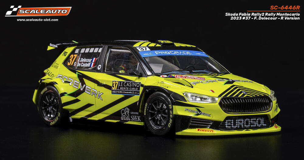 ScaleAuto SC-6446R Skoda Fabia Rally2 Rally Montecarlo 2023 #37 - F. Delecour - R Version